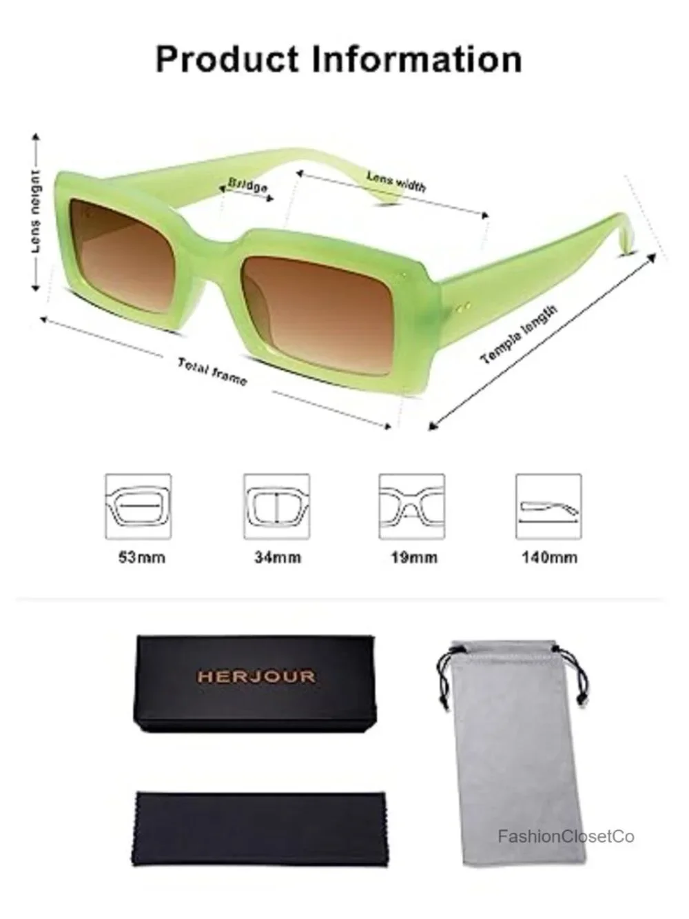 Retro Rectangle Sunglasses for Women Men UV400 Protection Chunky Frame